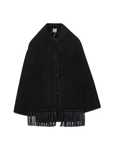 TOTÊME TOTEME WOMEN BLACK FELT EMBROIDERED SCARF JACKET