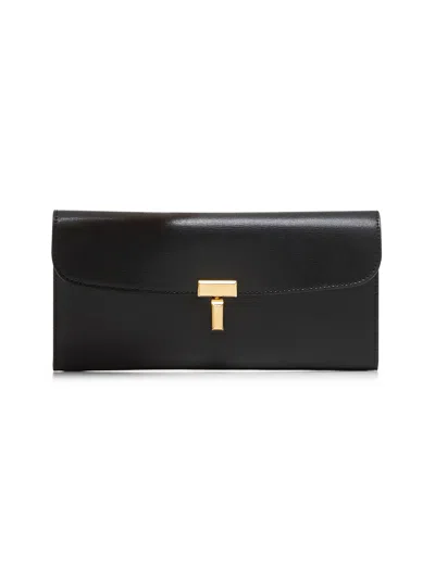 Totême Toteme Women Black Leather T-lock Wallet