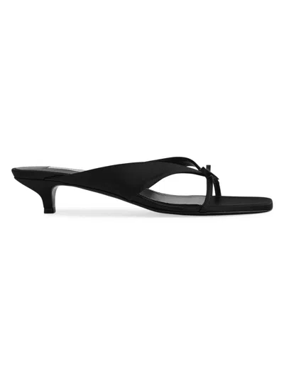 Totême Bow Satin Sandals Black