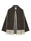 Totême Womens Chocolate Melange Embroidered-trim Scarf Wool-blend Jacket In Brown