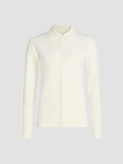 Totême Women's Compact Knit Buttoned Top In White