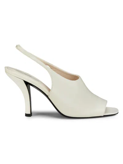 Totême Women's Contour Naplack 85mm Leather Slingback Sandals In White