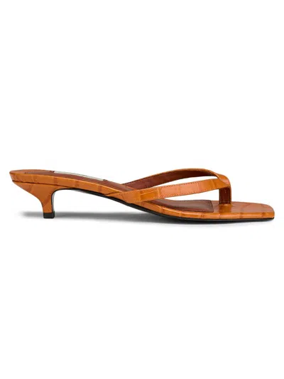 Totême Women's Croc-embossed Leather Kitten-heel Sandals In Orange