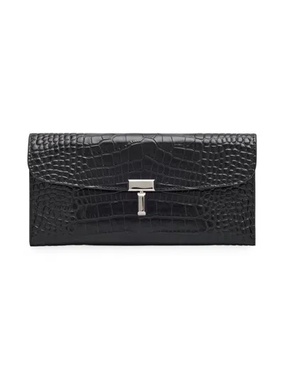 Totême Women's Croc-embossed Leather Wallet In Black