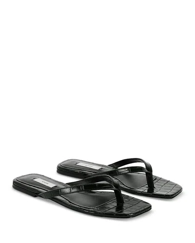 Totême Croco-embossed Flat Sandals In Black