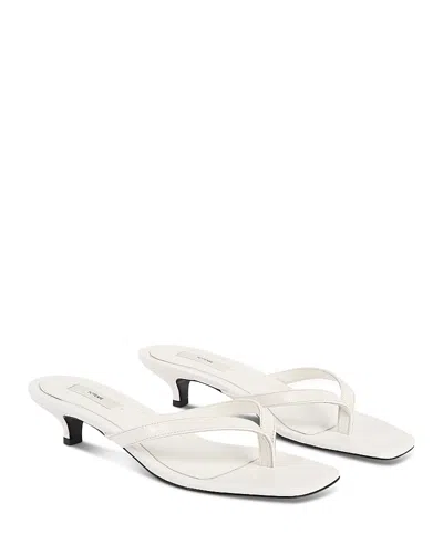 Totême Off-white Croco-embossed Leather Heeled Flip-flop Sandals
