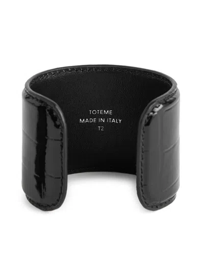 Totême Women's Crocodile-embossed Leather Cuff In Black
