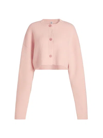 Totême Women's Cropped Wool Oversized Cardigan In Pink