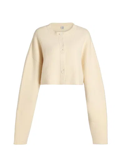 Totême Women's Cropped Wool Oversized Cardigan In White