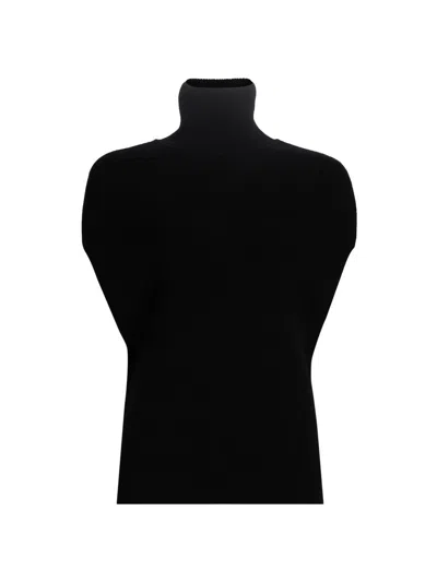 Totême Women's Crossover Double-knit Wool Turtleneck Sweater In Black