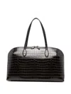 Totême Day Croc Embossed Leather Tote Bag In Brown