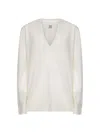 Totême Toteme Women Ecru Cashmere V-neck Sweater In White