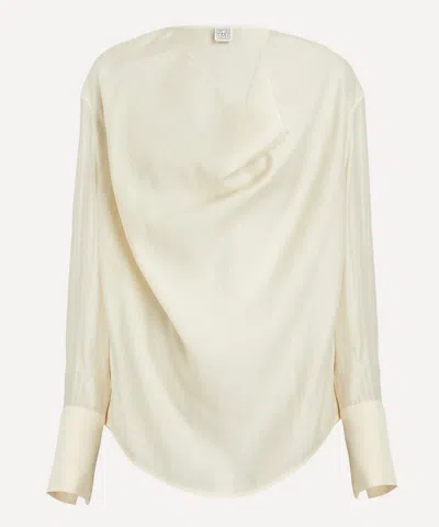 Totême Toteme Women's Ecru Cowl Blouse In Sand