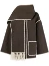 Totême Fringe Detailed Long Sleeved Scarf Jacket In Brown