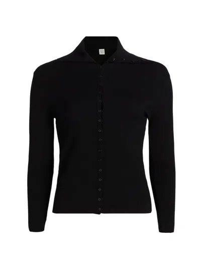 Totême Women's Fitted Polo Cardigan In Black