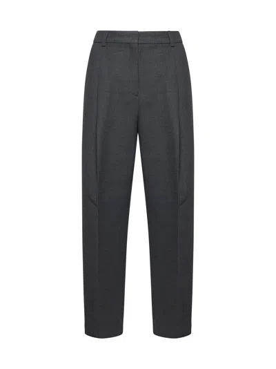 Totême Toteme Women Grey Wool Blend Straight Trousers