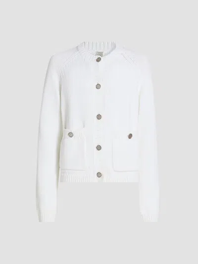 Totême Women's Hammered Button Cotton Cardigan In White