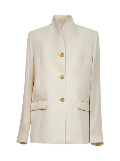Totême Toteme Women Ivory Viscose Blend Overlay Suit Jacket