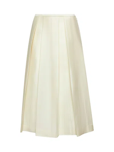 Totême Toteme Women Ivory Wool Silk Midi Skirt