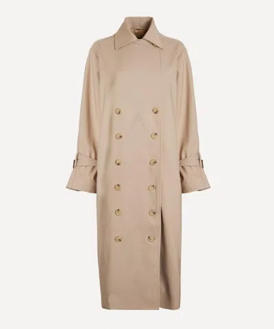 Totême Signature Double-breasted Cotton-blend Gabardine Trench Coat In Neutral