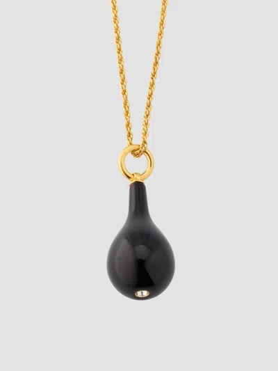 Totême Women's Medium 24k Gold-plated,onyx & Swarovski Crystal Drop Necklace In Black