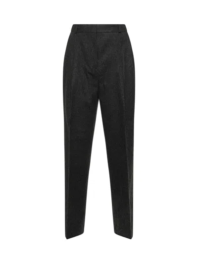 Totême Toteme Women Melange Grey Wool Blend Tailored Trousers In Black