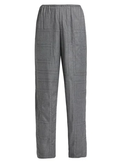 Totême Women's Monogram Flannel Pajama Pants In Gray