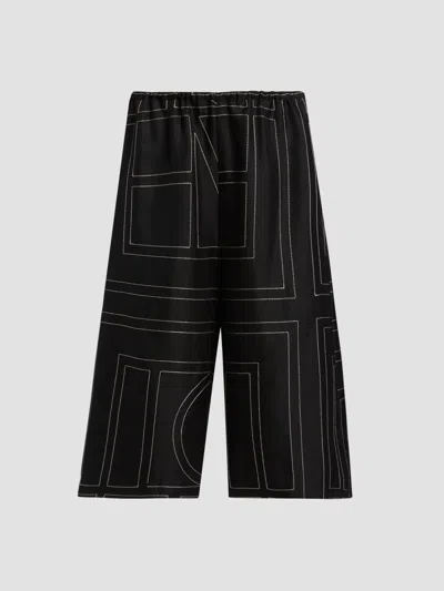 Totême Women's Monogram Silk Pajama-style Culottes In Black