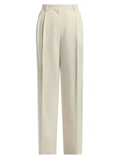 Totême Women's Pleated Wool-blend Trousers In White