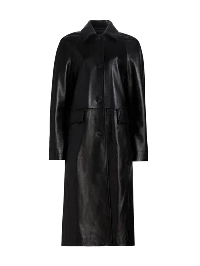 Totême Women's Raglan Leather Coat In Black