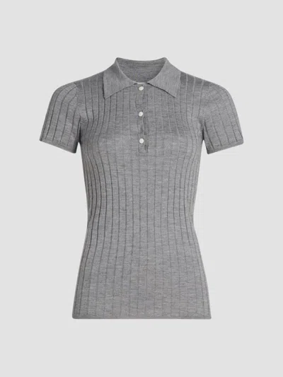 Totême Women's Ribbed Cashmere Silk Polo Shirt In Gray