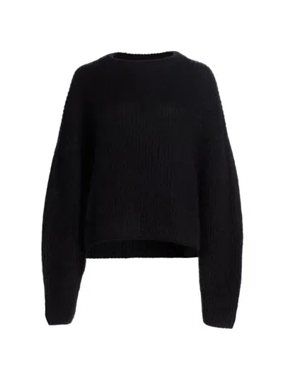Totême Womens Black Ribbed Round-neck Wool-blend Jumper