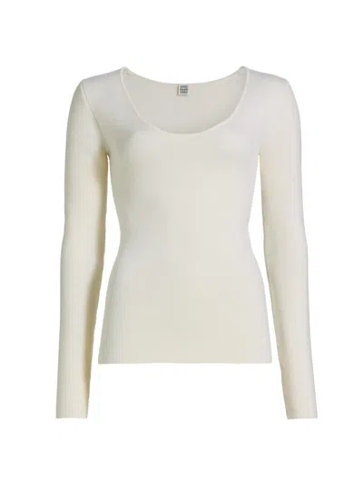 Totême Women's Scoopneck Merino Wool-blend Top In White