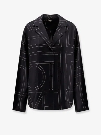 Totême Toteme Women Silk Shirt With Monogram Logo Embroidery
