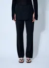 Totême Womens Black Skirt-embellishment Straight-leg Wool Trousers
