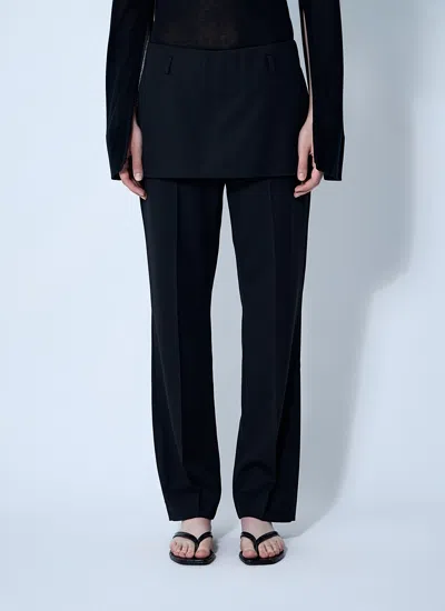 Totême Womens Black Skirt-embellishment Straight-leg Wool Trousers