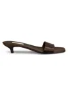 Totême Toteme Slim Kitten Heel Lizard Embossed Slide Sandal In Brown