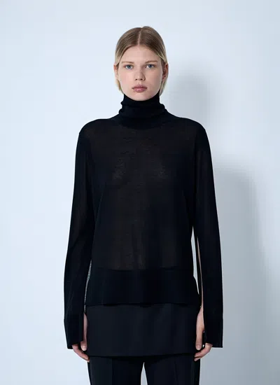 Totême Toteme Women Slit Sleeve Turtleneck In Black