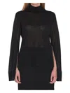 Totême Toteme Women Slit Sleeve Turtleneck In Black