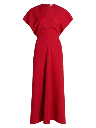 Totême Women's Slouch Waist Wool Midi-dress In Red