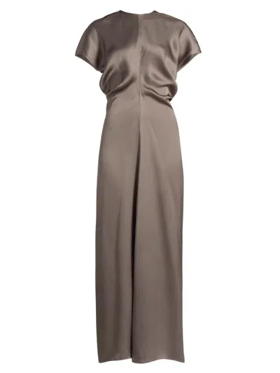 Totême Women's Slouch-waist Satin Maxi Dress In Brown