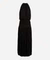Totême Black Fluid Viscose Gathered Midi Dress In Black
