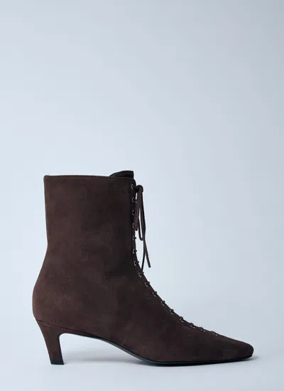 Totême Toteme Women Suede Lace-up Boots In Brown