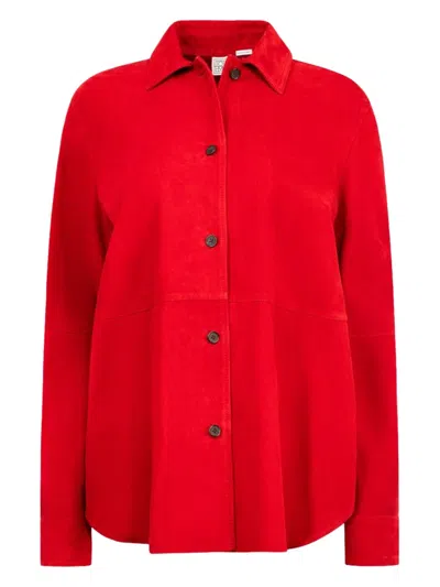 Totême Toteme Women's Suede Leather Overshirt In Red