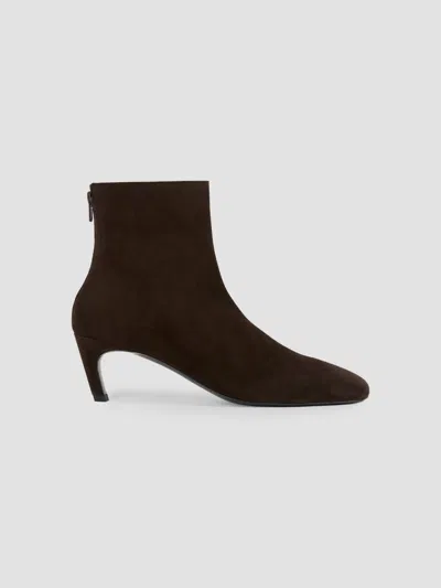Totême Women's Suede Zip-up Ankle Boots In Brown