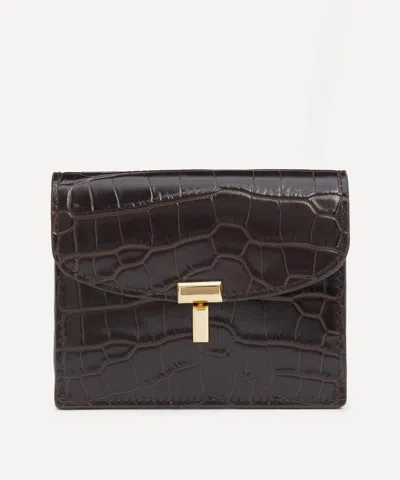 Totême Toteme Women's T-lock Croco-embossed Cardholder In Brown