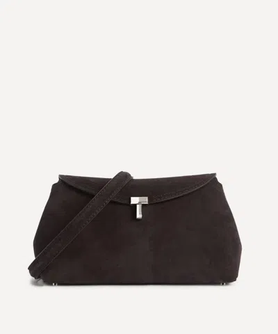 Totême Toteme Women's T-lock Suede Clutch Bag In Brown