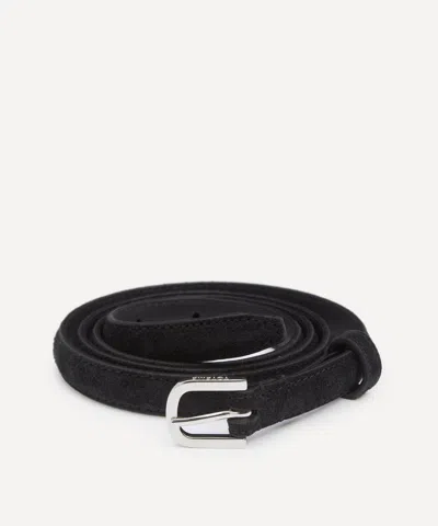 Totême Toteme Women's Thin Suede Belt In Black