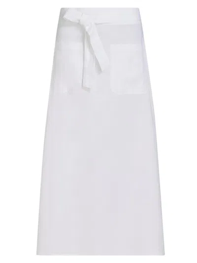 Totême Women's Tie-waist Cotton-linen A-line Midi-skirt In White