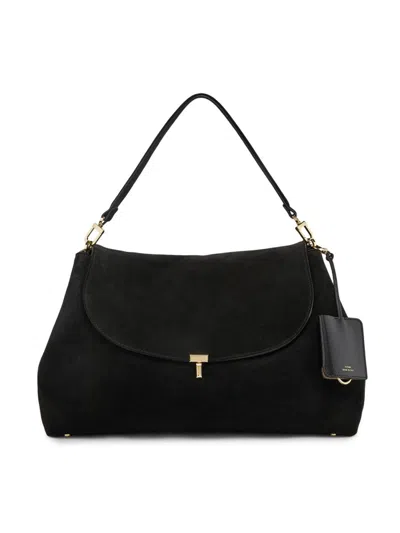 Totême Women's T-lock Suede Satchel In Black